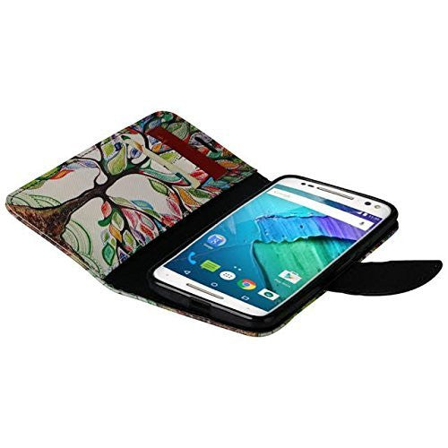 Motorola Droid Turbo 2 Case | Moto X Force Case | Kinzie Bounce Pu Leather Wallet Case - colorful tree - www.coverlabusa.com
