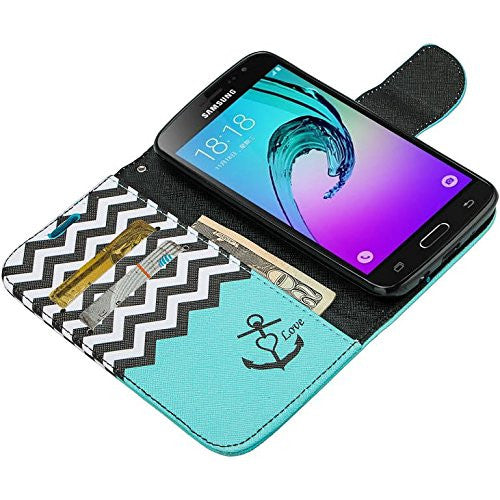 samsung galaxy j3 emerge case, wallet - teal anchor - www.coverlabusa.com