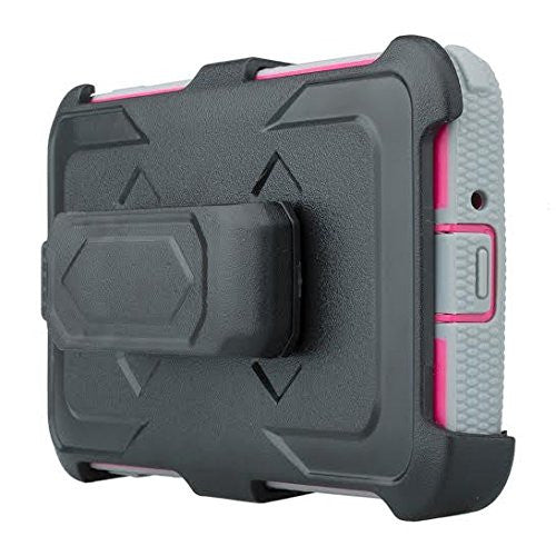 galaxy on5 case heavy duty holster shell combo - hot pink/grey - coverlabusa.com