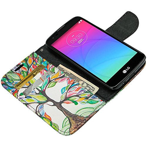 Alcatel Onetouch Evolve 2 Pu leather wallet case - colorful tree - www.coverlabusa.com
