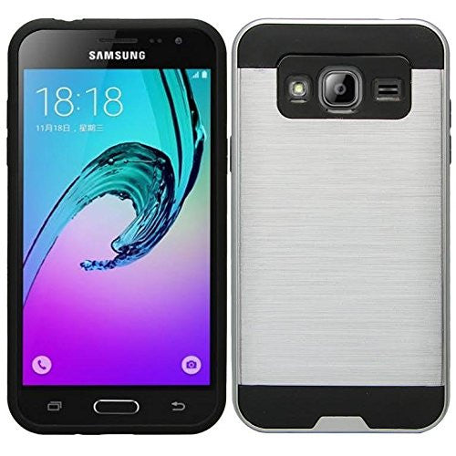 Galaxy J7 Case, Samsung Galaxy J7 [Shock Absorption / Impact Resistant] Hybrid Dual Layer Armor Defender Protective Case Cover for Galaxy J7 (Boost Mobile,Virgin,MetroPcs,T-Mobile), Silver, WWW.COVERLABUSA.COM