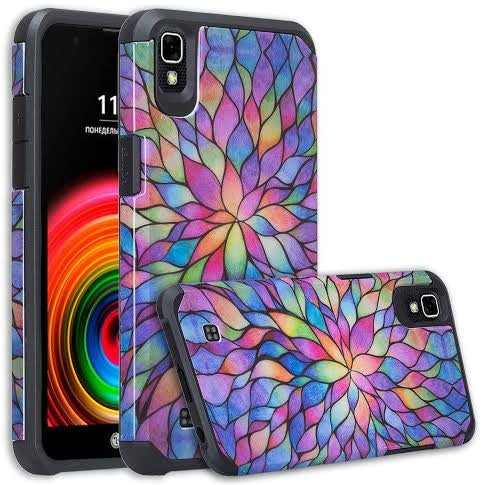 LG Tribute HD | Volt 3 Hybrid Case - Rainbow Flower - www.coverlabusa.com