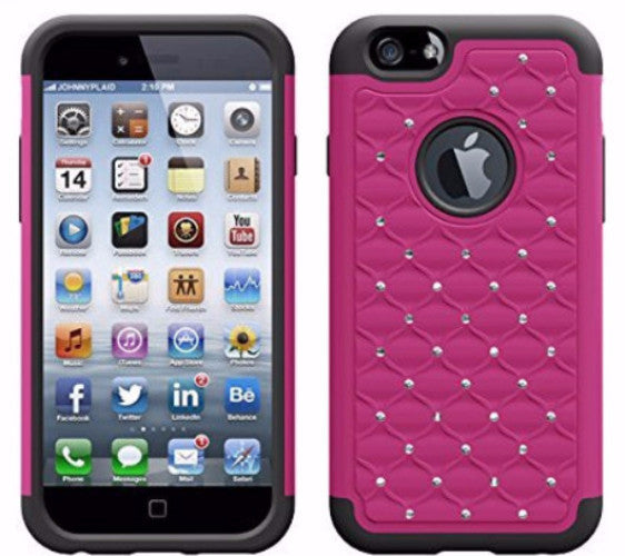 iphone 6s plus case, apple iphone 6 plus diamond rhinestone hybrid case - purple - coverlabusa.com