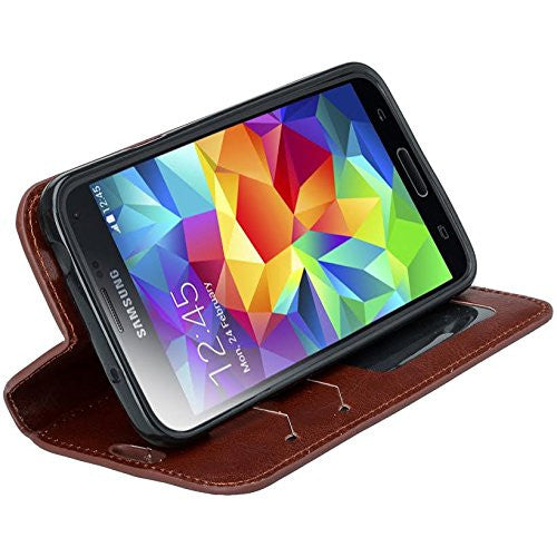 samsung galaxy S5 leather wallet case - brown - www.coverlabusa.com