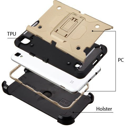 LG Tribute HD Case, Hybrid Holster Case [Kickstand] Belt Clip for LG Tribute HD - gold - WWW.COVERLABUSA.COM