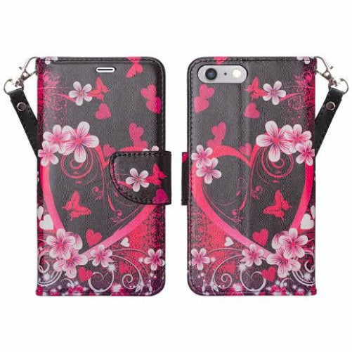 iphone 8 plus case, iphone 8 plus wallet case - heart butterflies - www.coverlabusa.com