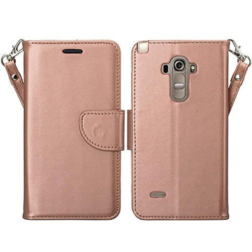 LG G Stylo Case, LG G Vista 2 Case Leather Wallet Case - Rose Gold - www.coverlabusa.com