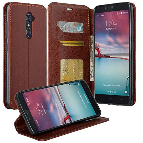 ZTE Prestige | Sonata 3 | Avid Plus | Avid Trio | Chapel Wallet Case [Card Slots + Money Pocket + Kickstand] - Maroon - www.coverlabusa.com