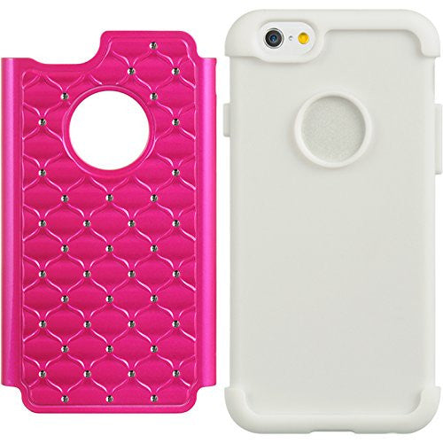 apple iphone 6 plus diamond rhinestone hybrid case - hot pink - www.coverlabusa.com