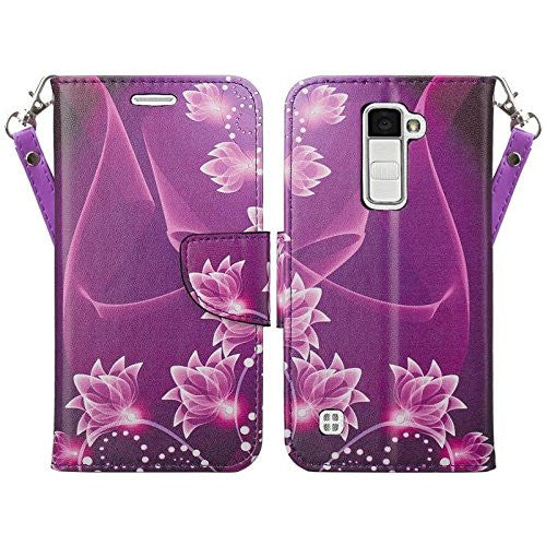 lg k10, premier lte wallet case - purple lotus - www.coverlabusa.com