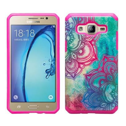 Galaxy J7 Case, Samsung Galaxy J7 [Shock Absorption /Impact Resistant] Hybrid Dual Layer Armor Defender Protective Case Cover for Galaxy J7 (Boost Mobile,Virgin,MetroPcs,TMobile), (Teal Flower), www.coverlabusa.com