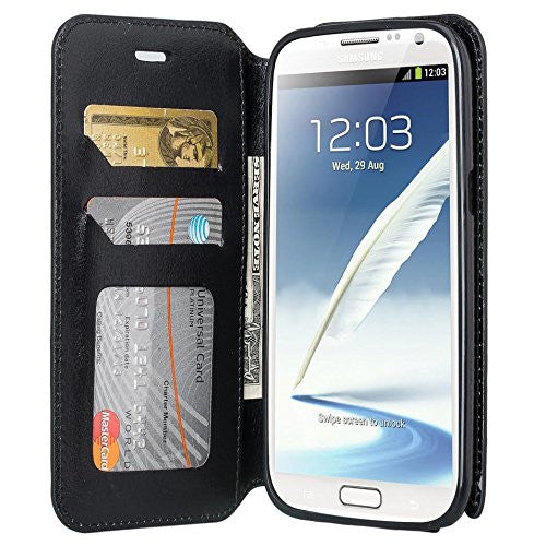 samsung galaxy note 2 leather wallet case - black - www.coverlabusa.com