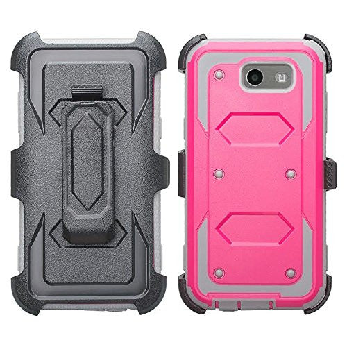 samsung j3 emerge case, holster with tempered glass - hot pink - www.coverlabusa.com