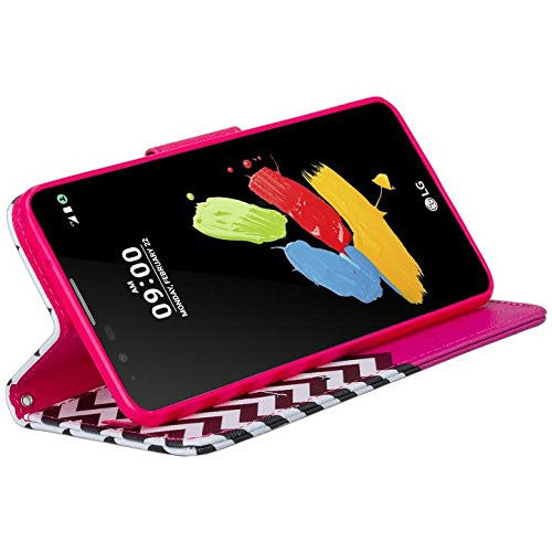 LG K7 / Tribute 5 / Treasure, premier wallet case - hot pink anchor - www.coverlabusa.com