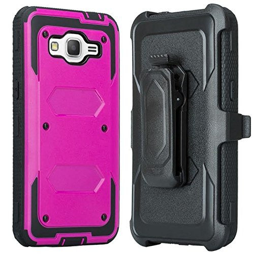 Samsung Galaxy J7 Case, [Shock Proof Series] Heavy Duty Belt Clip Holster For Galaxy J7, Full Body Coverage with Built In Screen Protector / Rugged Double Layer Protection, Purple, www.coverlabusa.com