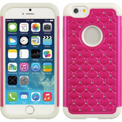 apple iphone 6 plus diamond rhinestone hybrid case - hot pink - www.coverlabusa.com