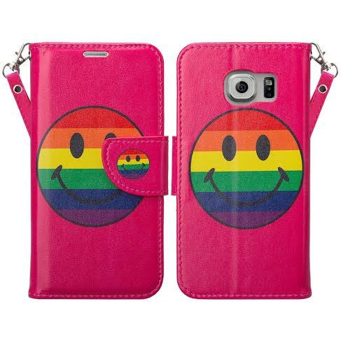S7 case, samsung S7 wallet case - rainbow smiley - coverlabusa.com