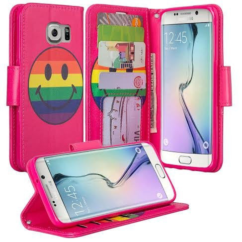 S7 case, samsung S7 wallet case - rainbow smiley - coverlabusa.com