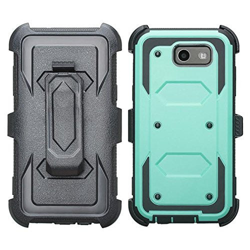 samsung j3 emerge case, holster with tempered glass - teal - www.coverlabusa.com
