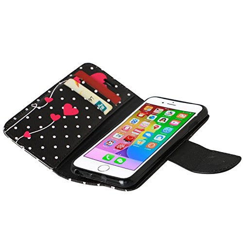 iphone 6 plus case, iphone 6s plus case wallet case polka dot hearts - www.coverlabusa.com