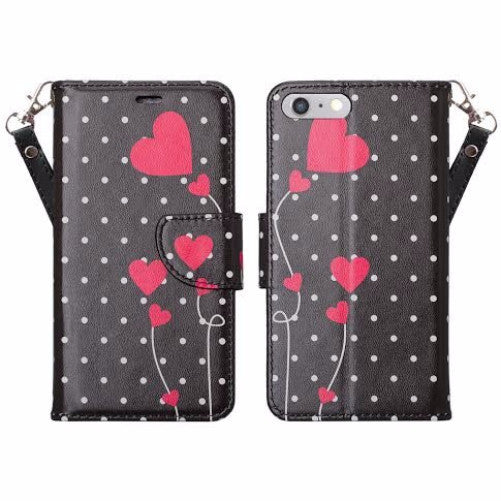 iphone 8 plus case, iphone 8 plus wallet case - polka dot hearts - www.coverlabusa.com