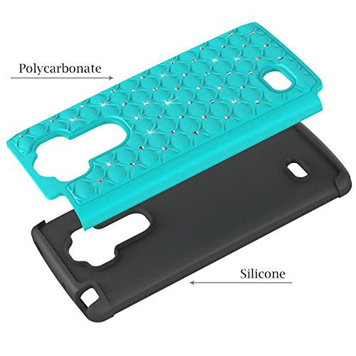 LG G Vista 2 Case, LG G Stylo Case diamond rhinestone - teal/black - www.coverlabusa.com