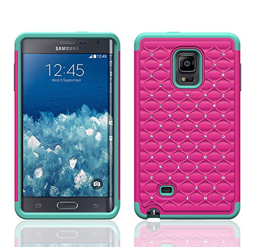 samsung galaxy note 4 diamond hybrid case - hot pink/teal - www.coverlabusa.com