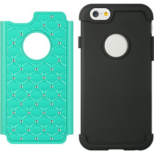 iphone 6s plus case, apple iphone 6 plus diamond rhinestone hybrid case - teal - www.coverlabusa.com