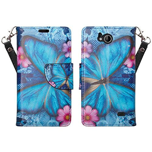 zte tempo blue butterfly wallet case - www.coverlabusa.com
