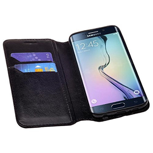 samsung galaxy S6 Edge magnetic flip fold wallet case - Black - www.coverlabusa.com