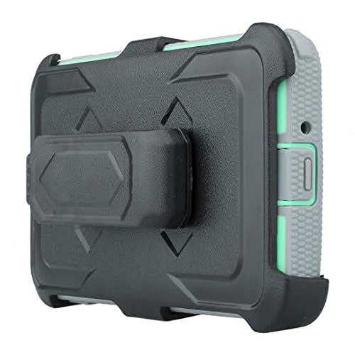 Samsung Galaxy J7 Case, [Shock Proof Series] Heavy Duty Belt Clip Holster For Galaxy J7, Full Body Coverage with Built In Screen Protector / Rugged Double Layer Protection, Teal/Grey, www.coverlabusa.com