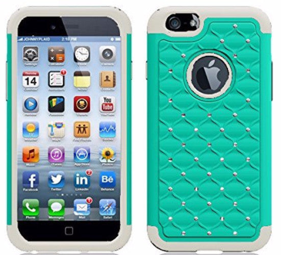 iphone 6s plus case, apple iphone 6 plus diamond rhinestone hybrid case - teal - www.coverlabusa.com