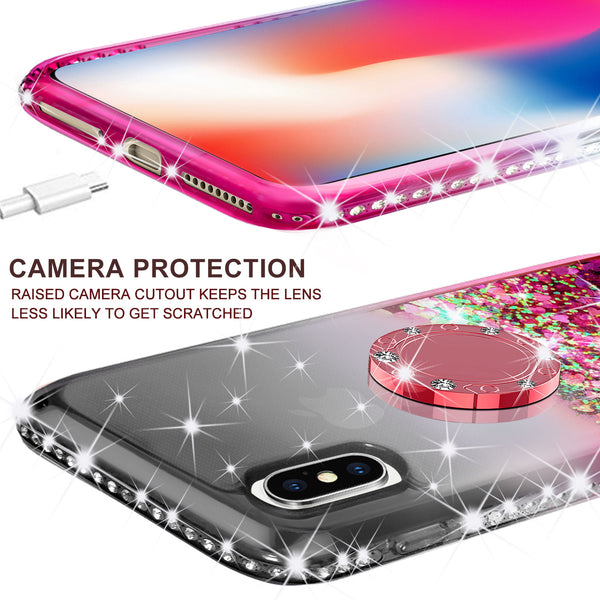 glitter ring phone case for Apple iPhone XS Max - black/hot pink gradient - www.coverlabusa.com