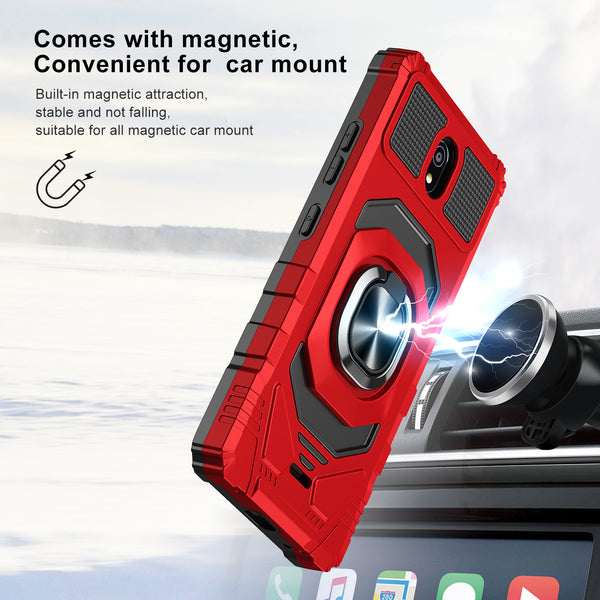 ring car mount kickstand hyhrid phone case for nokia c100 - red - www.coverlabusa.com