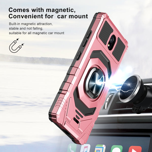 ring car mount kickstand hyhrid phone case for nokia c100 - rose gold - www.coverlabusa.com