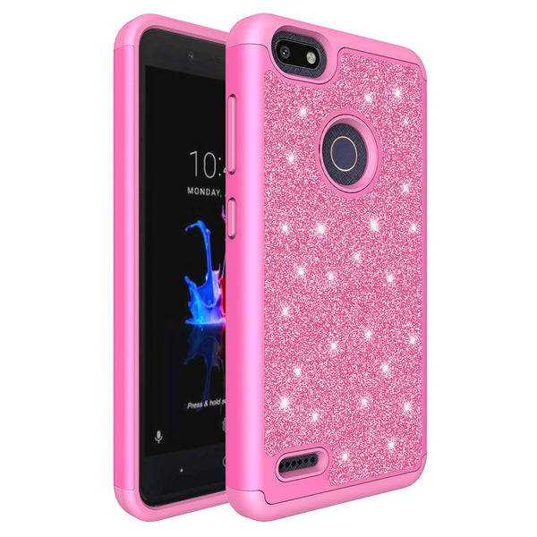 ZTE Blade X Glitter Hybrid Case - Hot Pink - www.coverlabusa.com