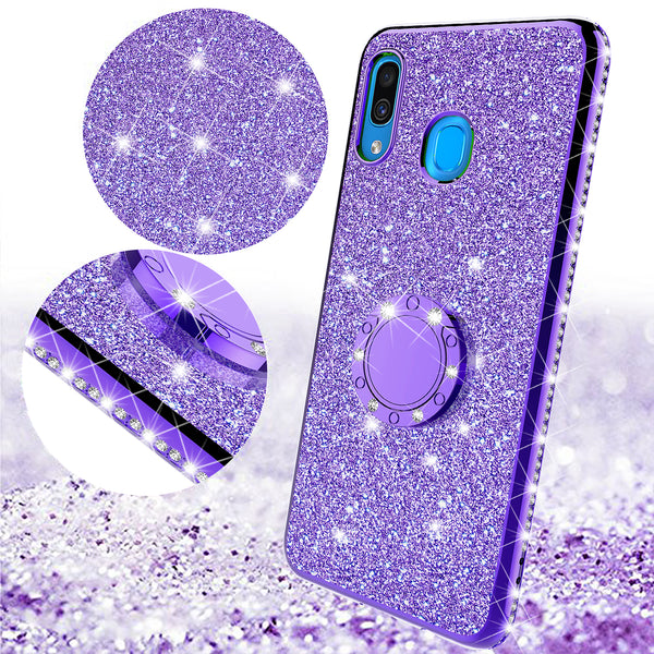 samsung galaxy a20 glitter bling fashion case - purple - www.coverlabusa.com