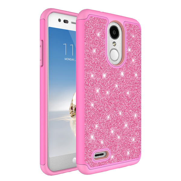 LG Aristo 2 Glitter Hybrid Case - Hot Pink - www.coverlabusa.com
