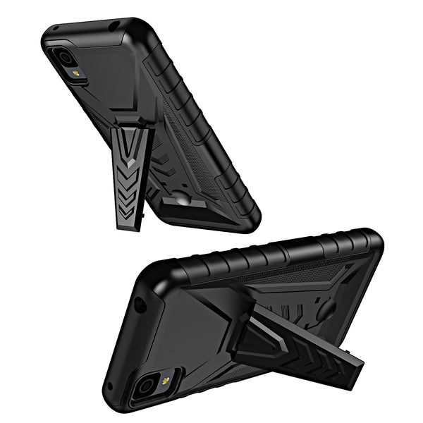 holster kickstand hyhrid phone case for tcl 30z/30le - black - www.coverlabusa.com