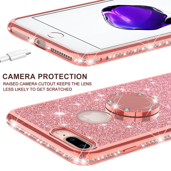 apple iphone 8 plus glitter bling fashion case - rose gold - www.coverlabusa.com