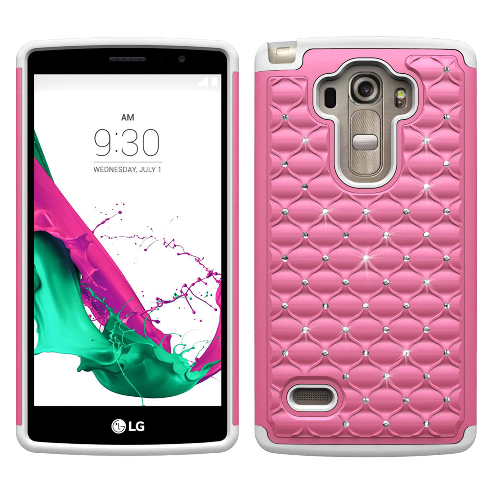 LG G4 Rhinestone Case - Pink/White - www.coverlabusa.com