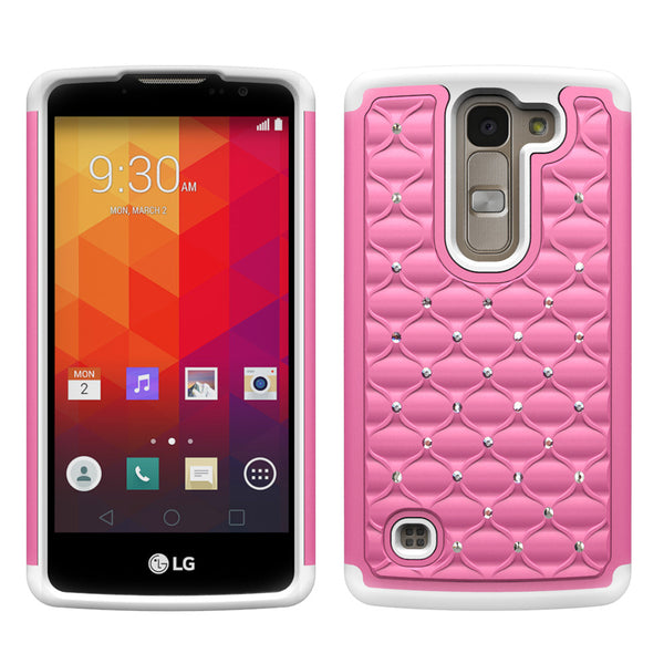 LG Spirit Rhinestone Case - Pink/White - www.coverlabusa.com