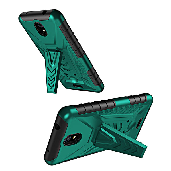 For Nokia C100 Case [Military Grade] Ring Car Mount Kickstand w/[Tempered Glass] Hybrid Hard PC Soft TPU Shockproof Protective Case - Teal