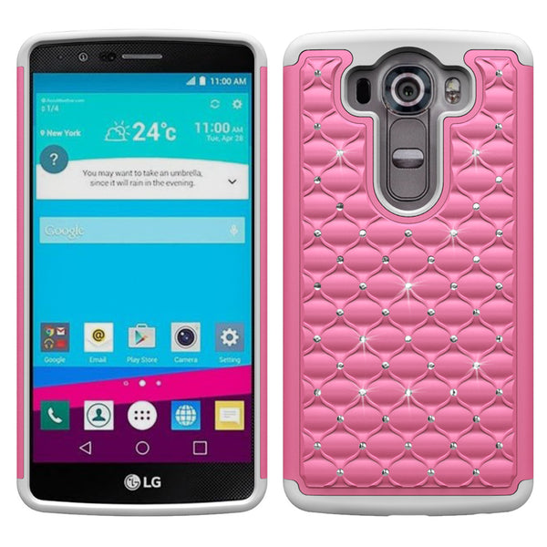 LG V10 Rhinestone Case - pink/white - www.coverlabusa.com