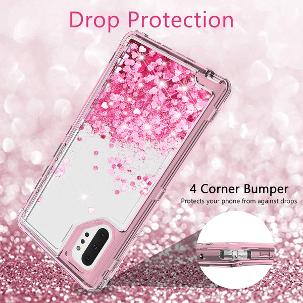 hard clear glitter phone case for samsung galaxy note 10 - pink - www.coverlabusa.com 