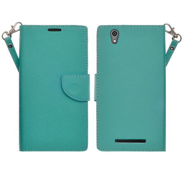 ZTE ZMAX leather wallet case - teal - www.coverlabusa.com