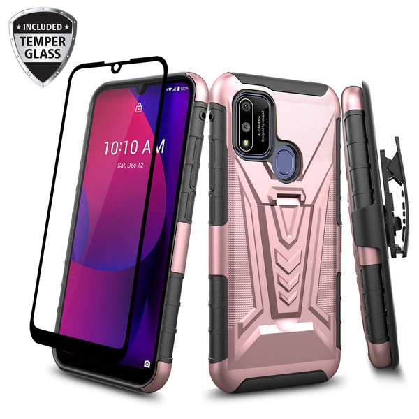 holster kickstand hyhrid phone case for cooplad suva - rose gold - www.coverlabusa.com