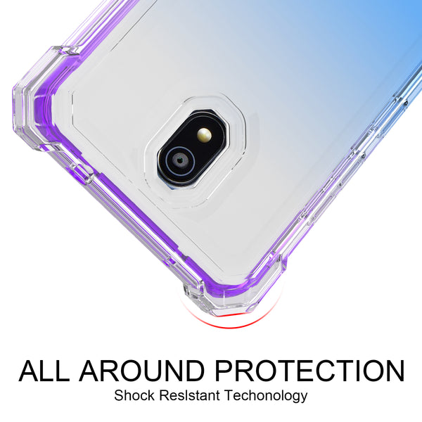 For Nokia C100 Case with Temper Glass Screen Protector Full-Body Rugged Protection - Clear/Blue/Purple