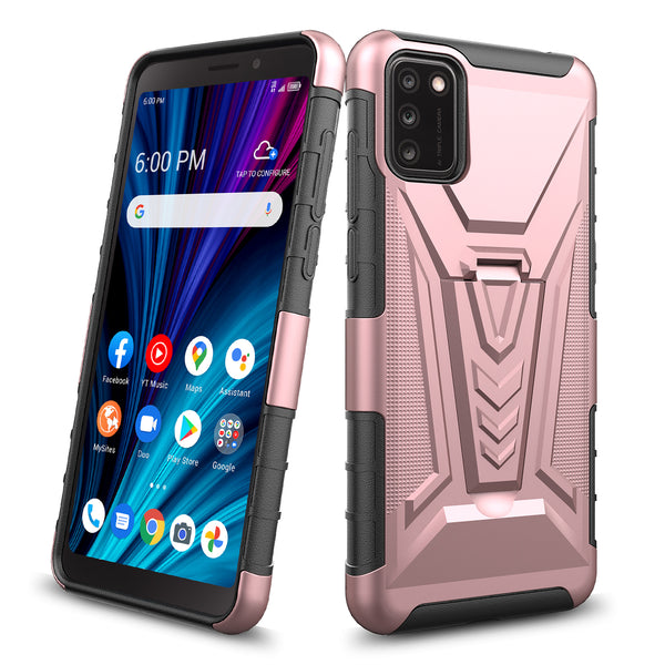 holster kickstand hyhrid phone case for tcl a3x - rose gold - www.coverlabusa.com