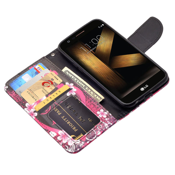 LG K10 (2018) leather wallet case - heart butterflies - www.coverlabusa.com